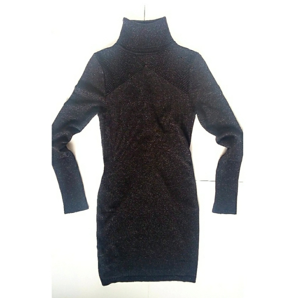 Sexy stretchy cut out blingy turtleneck dress - Picture 2 of 6